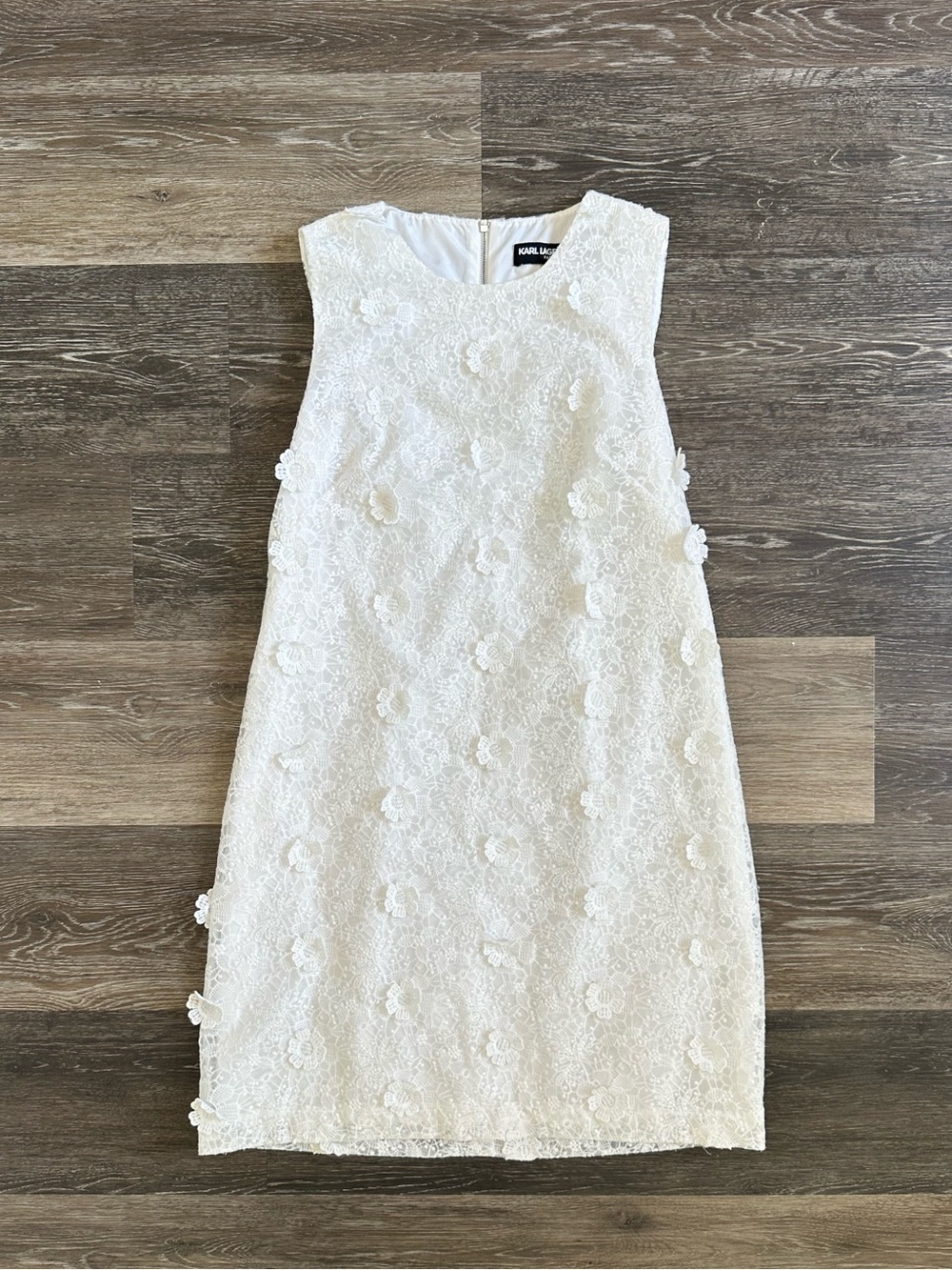 Karl Lagerfeld Paris White Floral Lace Sheath Dress Sz 10